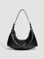 Borsa a Tracolla Donna in Morbida Pelle Nera Retro Minimalista Borsa a Spalla Capiente - 35*8.5*15cm / Nero