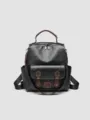 Zaino donna vintage classico in pelle PU borsa scolastica viaggio casual nero - 26x12x31cm / Nero