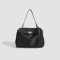 Moderna borsa a tracolla Kelly nera in nylon con una elegante chiusura in metallo. - Taglia S / Nero