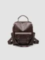 Zaino donna in pelle PU marrone scuro retro, borsa casual vintage elegante per universita - 26x12x31cm / Marrone