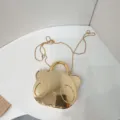 Borsa a tracolla dorata a forma di orsetto metallico con catena e manico per piccoli bambini - 12*5*14 / Oro