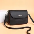 Borsa a tracolla texturizzata nera da donna elegante borsa con patta borsa quadrata chic - Nero