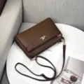 Borsa a tracolla donna marrone goffrata multi-strato con cerniera moda borsa elegante - 28*8*18cm / Caffè