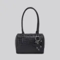 Borsa a tracolla intrecciata nera donna borsa elegante ciondolo stella borsa cuscino - 24.5*13.5*16 / Nero