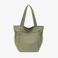 Grande borsa shopper in nylon da donna, perfetta per il lavoro quotidiano e l'uso casual. - Verde