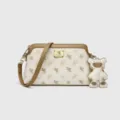 Borsa a tracolla con stampa Pegaso bianca e grazioso ciondolo orsetto regolabile - 24*6*15cm / Bianco avorio