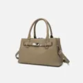 Borsa a mano in pelle con stampa litchi, elegante borsa a tracolla casual per uso quotidiano. - 27*14*16 / Grigio