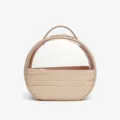 Borsa cosmetica trasparente beige, pochette da viaggio rotonda impermeabile con manico. - Albicocca