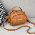 Borsa a mano multistrato in pelle PU marrone borsa a tracolla casual variante quotidiana - Marrone giallastro