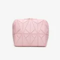 Variante di borsa cosmetica geometrica rosa, elegante trousse da viaggio impermeabile. - Argyle / Rosa Trapuntato