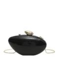 Elegante pochette nera a forma di proiettile con tracolla a catena dorata donna. - Nero