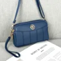 Borsa a tracolla mini in PU blu da donna con scomparti multipli e tracolla regolabile. - Blu