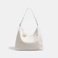 Borsa a spalla intrecciata bianca da donna, elegante borsa hobo con design moderno ed esclusivo. - Bianco