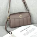 Piccola borsa tracolla in pelle PU per donna, borsetta porta telefono taupe con zip multipla. - Kaki