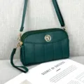 Borsa a tracolla mini in pelle PU verde scuro da donna con tasche multiple e tracolla regolabile. - Verde Scuro