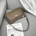Korean style brown women shoulder bag, trendy multi-layer casual armpit bag with metal lock. - 1811 Khaki