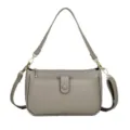 Gray PU leather shoulder bag casual crossbody bag with multi-pocket and top zip closure for women - 6640 Gray Purple