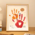 8-inch wood grain couple handprint photo frame DIY palm ink pad gift bestie lover - Standard Set