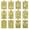 12pcs Gold Tarot Card Pendants Antique Alloy Double-Sided Charms for DIY Jewelry Making Crafts - Mixed 12 Tarot Set (SN1854) / 12 Pieces/Pack