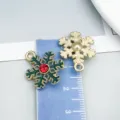 Christmas snowflake metal pendant, green oil-dripping red crystal and gold DIY jewelry accessory. - Green Enamel Snowflake (12514) / Green