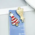 Christmas tree alloy rhinestone enamel pendant DIY handmade jewelry accessories item. - White Drip Oil Christmas Tree (12522) / White