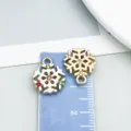 Christmas snowflake alloy pendant DIY handmade jewelry accessories with colorful crystal stones. - White Drip Oil Round Snowflake (12524) / White