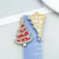 Colgante de árbol de Navidad esmalte rojo estrás amuleto aleación accesorios de joyería DIY. - Árbol de Navidad Esmaltado Rojo (29840)