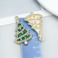 Colgante árbol de navidad estrás aleación accesorio joyería DIY, esmalte verde brillante. - Árbol de Navidad Esmaltado Verde (29841)