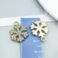 Colgante de copo de nieve con diamantes de imitación dorados accesorio de joyería DIY. - Copo de Nieve Strass Blanco Oro KC (29870)