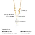 Französische Edelstahl Zirkonia Zweig Süßwasserperle Halskette Damen Schmuck 40+5cm - Stil 1