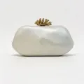 Perlweiss unregelmässig stein abendtasche clutch mit gold krone verschluss für frauen party - 22*7*14 / Weiß