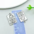 Antique silver tarot card pendants, La Luna moon design metal charms for DIY jewelry making - The Moon Tarot (28851) / 1 Piece/Pack (23x14mm) / Antique Silver