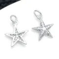 Zilveren Zeester Strass DIY Hanger Sieraden Accessoire voor Armband en Ketting - Zirconia Zeester Hanger (T3751)