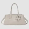 Borsa shopper morbida in pelle da donna, grande borsa a spalla con ciondolo a stella. - Taglia S / Bianco Piccolo