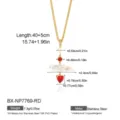 Squisita collana con cuore di perla in acciaio inossidabile dorato con dimensioni. - Oro 18K / Rosso
