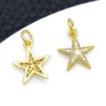 Vergulde zeester hanger DIY sieraden accessoires voor handgemaakte kettingen en armbanden. - Zirconia Zeester Hanger (T3752)