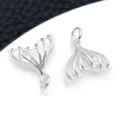 Zilveren walvisstaart bedel hanger met sprankelende zirkonia voor DIY sieraden accessoires. - Holle Zirconia Walvisstaart (T3789)