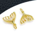 Vergulde Walvisstaart Hanger DIY Sieraden Accessoire Glanzende Zirkoon Bedels - Holle Zirconia Walvisstaart (T3790)
