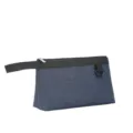 Bolsa de aseo azul oscuro neceser de maquillaje portátil con asa y cremallera para viajes. - Azul marino