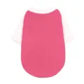 Pink and white color block pet t shirt detail view, short sleeve dog apparel close up shot. - XS / Rose Red Raglan