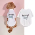 Ademend mesh hond T-shirt voor lente zomer witte schattige puppykleding met print. - XS / Wit