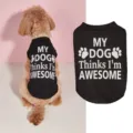 Summer breathable black pet vest with cute letter print, comfortable dog clothes for small pets. - XS / Black