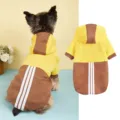 Fleece dog hoodie with color-block design and classic stripes, warm pet apparel for small dogs. - XS / Coffee