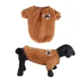 Warm autumn winter pet sweater, brown flannel puppy clothes with cute dog embroidery patch. - S / Coffee