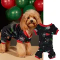 Cute Christmas pet dog fleece onesie warm four-leg winter apparel for small dogs and puppies. - XS / Black Hat