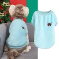Cute blue pet fleece sweater with cartoon dog logo, soft warm two-legged puppy clothes - S / Blue