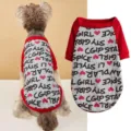 Pet dog t-shirt color block raglan sleeve cute letter heart print puppy clothes apparel - XS / Red Ho Ho Ho