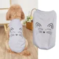 Grey summer cooling pet vest detail showing cute cat face print and funny English letters. - XS / Grey Ears