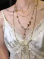 Collier ras de cou perles et métal multicouche vintage, accessoire bijou style punk cool. - Collier Multicouche Long en Forme de Goutte d'Eau