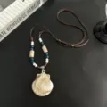 Collier pendentif coquillage rétro style ethnique chaîne pull zen perles collier - Collier Coquillage